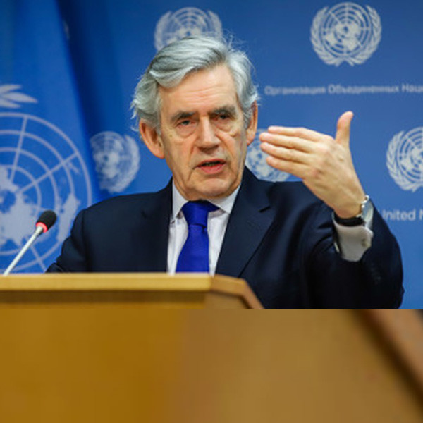 Portrait of Gordon Brown speaking