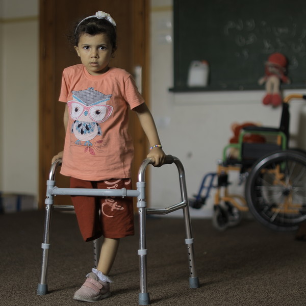 Girl in a classroom in Gaza