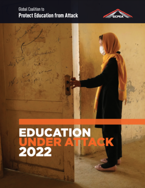 Cover of GCPEA resource with girl looking out door.