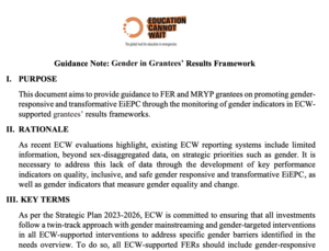 Guidance Note - Gender in Grantees Results Framework