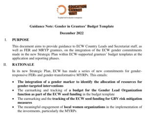 Guidance Note: Gender in Grantees’ Budget Template