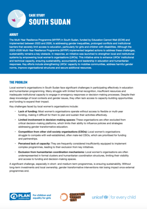 PLAN – South Sudan Case Study Cover