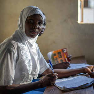 Girl attending class