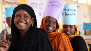 Girl attending class