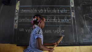 Girl attending class