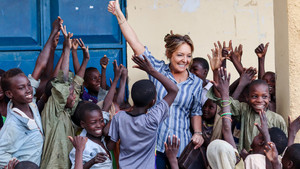 ECW Executive Director with children in Chad