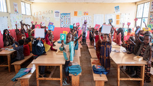 Children in a pre-primary classroom in Ethiopia.