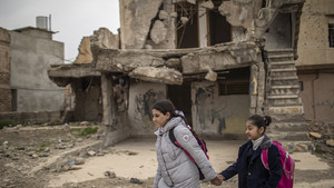 Girls walking to school