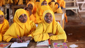 Girl attending class