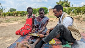 Santina, 13, plays with puzzles.