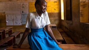 Girl attending class