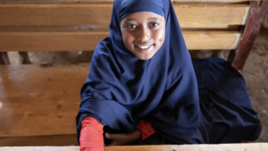 Girls attending class