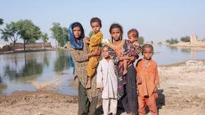 Children standing in front of the camera in Pakista
