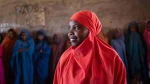 Girl attending class