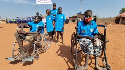 Children celebrate the International Day of Persons with Disabilities in Warrap State, South Sudan. Photo credit: ECW/Morrison Owiro/2021