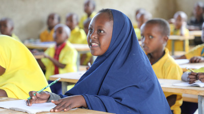 Young girl in Ethiopia sits in class.