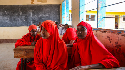 Girls in class in Kenya.