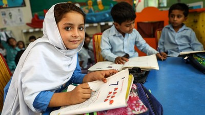 Girl attending class
