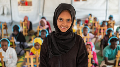 Sudanese girl in a learning centre