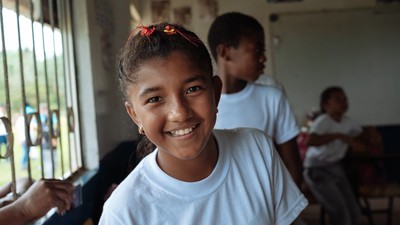 School girl in classroom in Ecuador
