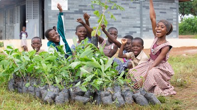 Children planting trees