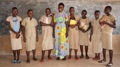 School Auntie Josephine and her mentees, smiling