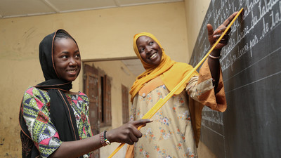 Girl attending class