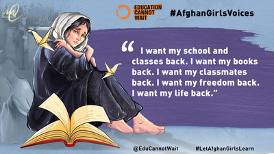 Cartoon with quote of Afghan Girls Voices Campaign