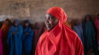 Girl attending class