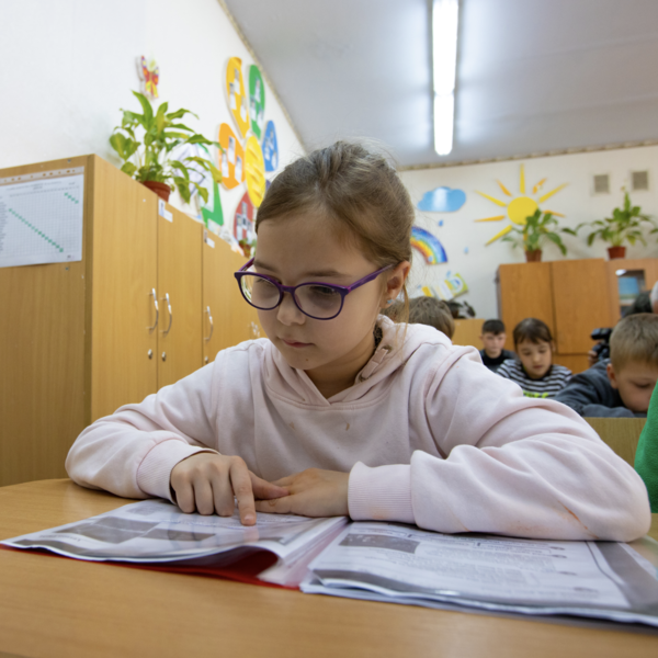 Girl attending class