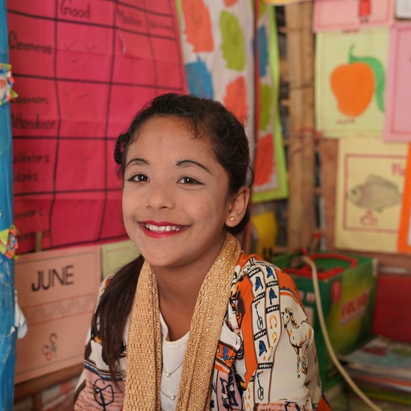 Girl attending class