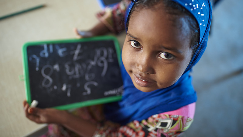 Girl attending class