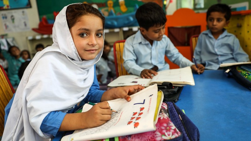 Girl attending class