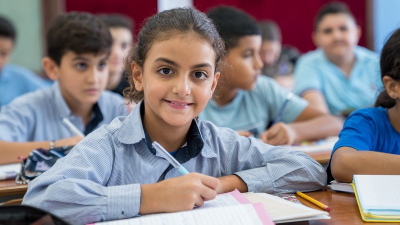 Girl attending class