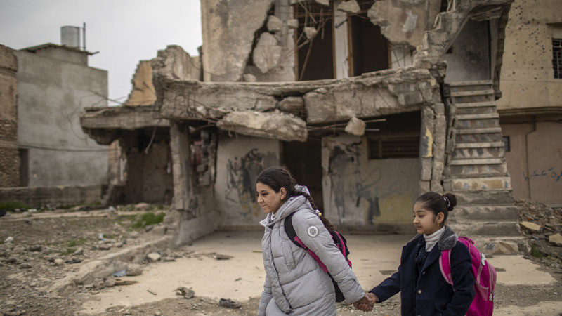 Girls walking to school