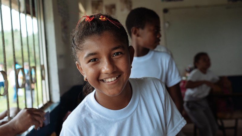 School girl in classroom in Ecuador