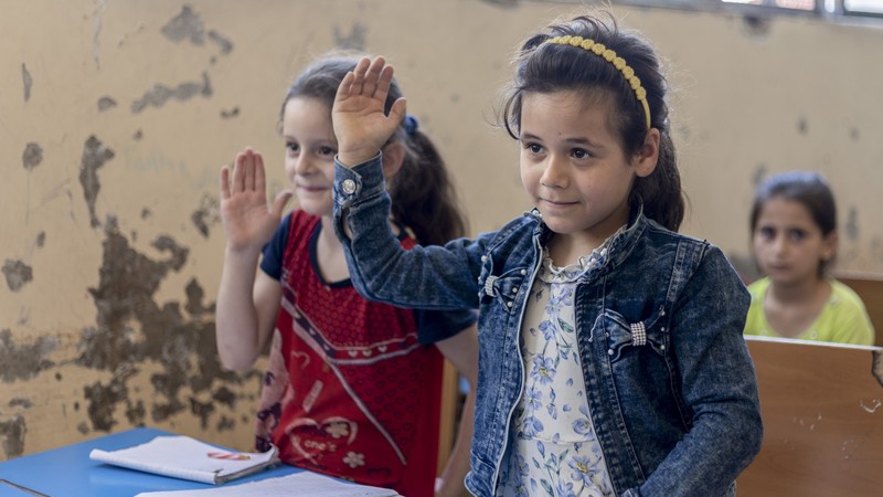 Syrian schoolchildren in a classroom in Syria