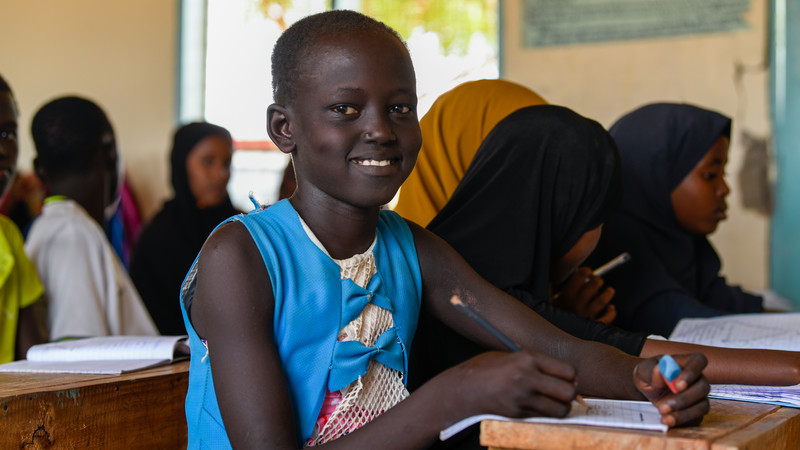 Girl attending class