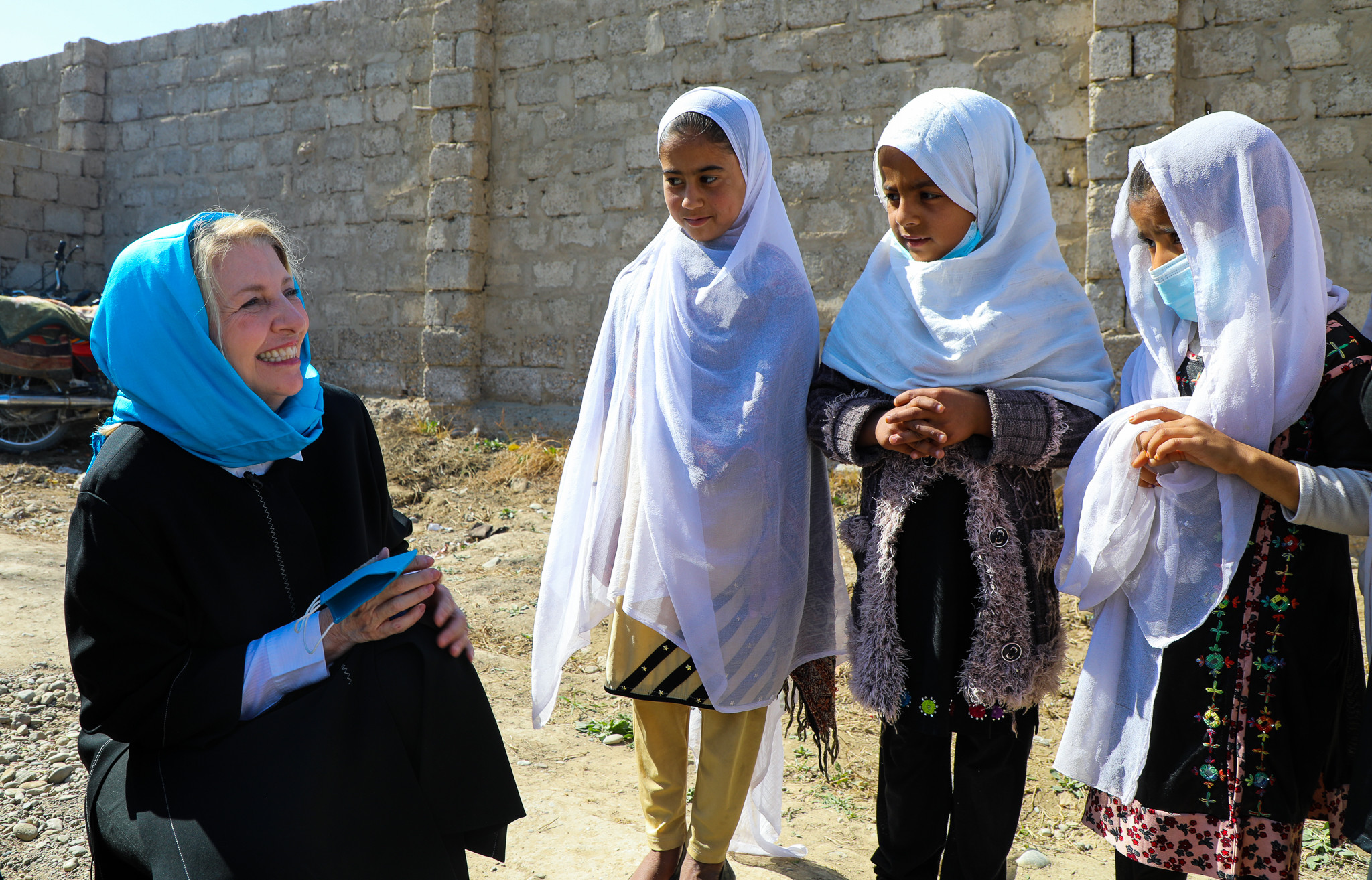 Catherine M. Russell meets with students