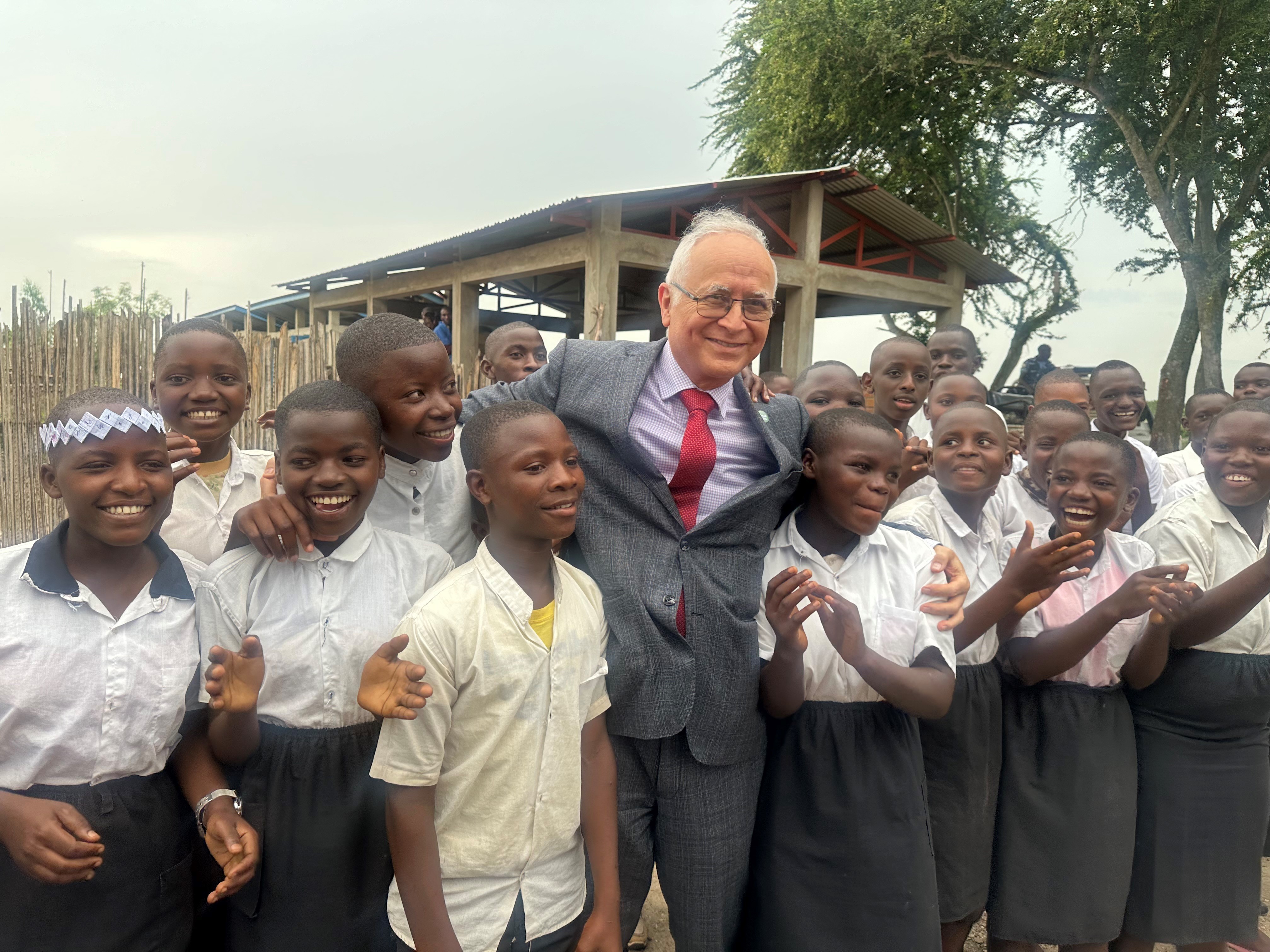 Professor Mohamed Belhocine, Commissioner for Education, Science, Technology and Innovation with children