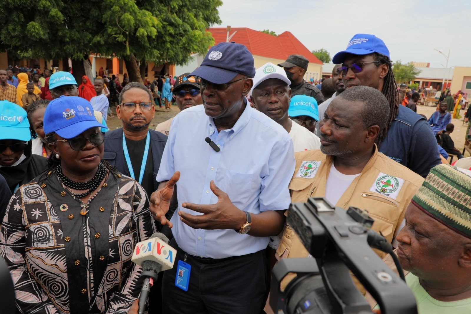 Mohamed M. Malick Fall interacting with the press