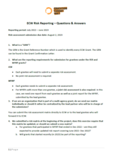 ECW Risk Reporting – Questions &amp; Answers